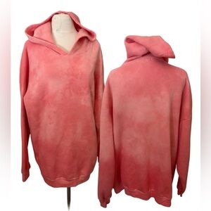 Custom Pink super soft cotton Tie-Dye Hoodie sweatshirt Sz small unisex baggy
